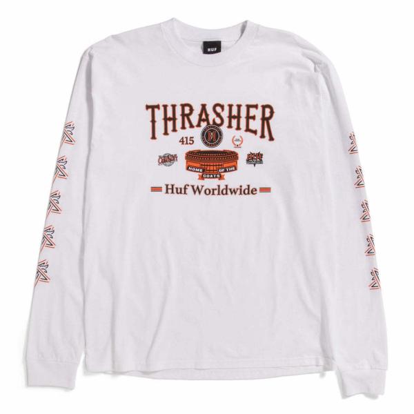 HUF Thrasher Monteray L/S T-Shirt White S Tシャツ 送料無...