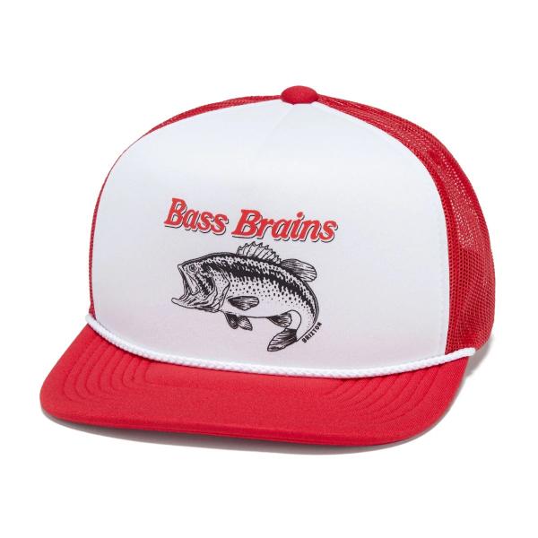 Brixton Bass Brains MP Trucker Hat Cap Crimson/Whi...