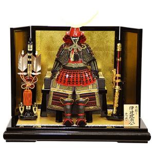 五月人形 上杉謙信 鎧 平台飾り 鎧飾り 赤塗南蛮甲冑飾り 金屏風 弓