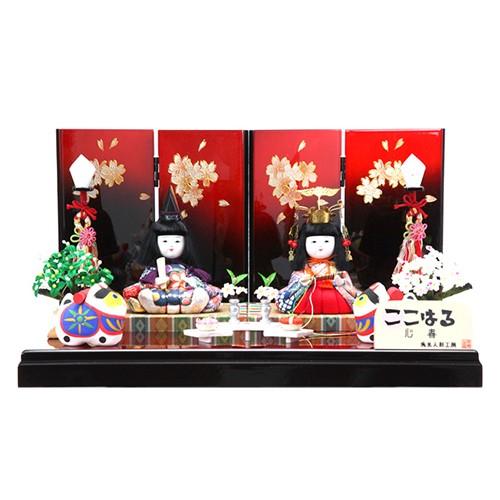 雛人形 ひな人形 木目込人形 コンパクト 平飾り 幼顔が愛らしい親王飾り 平安大新 hd12004