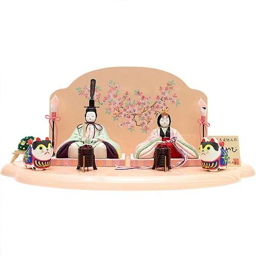 【ひな人形】【木目込人形】【コンパクト】【平飾り】春ならではの色合いな親王飾り 人形の平安大新 hd...