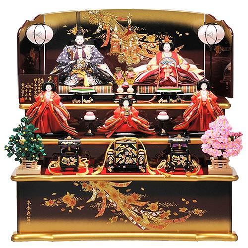 雛人形 衣裳着五人三段飾りセット 平安大新 ひな人形 送料無料 hd12024