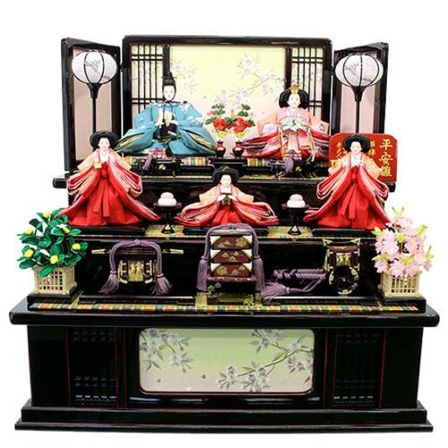 雛人形 ひな人形 お雛様 五人・三段飾り コンパクト 京都西陣正絹 豪華だけどコンパクトサイズの三段...