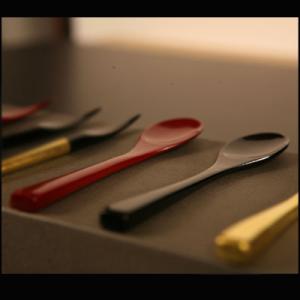 竹スプーン朱/黒（単品）　漆塗り/木製/竹製