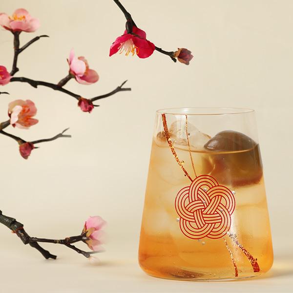 寿恵広グラス 梅結び ( 赤いギフトBOX ) シュトルツル ラウジッツ × 山田平安堂　還暦祝い ...