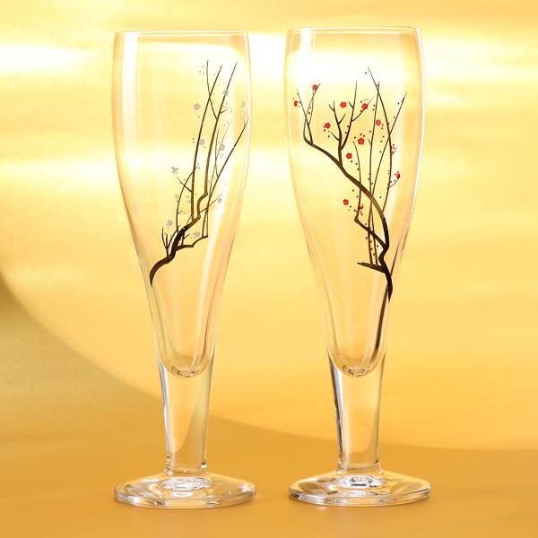 【遊び心シリーズ】ビアグラス 紅白梅 シュトルツル ラウジッツ × 山田平安堂 お歳暮 お年賀 記念...