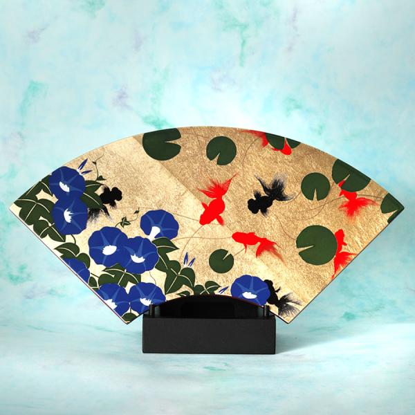 飾り扇　朝顔に金魚