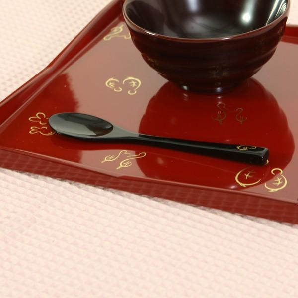ファーストスプーン　かめ/うさぎ　朱/黒　漆塗り/木製/ベビー食器