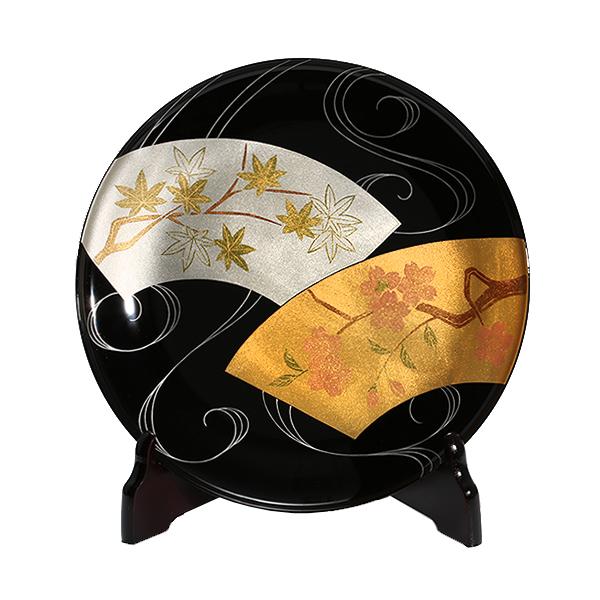 漆器 山田平安堂　飾皿　扇面春秋　法人ギフトに/漆器/インテリア/飾り皿
