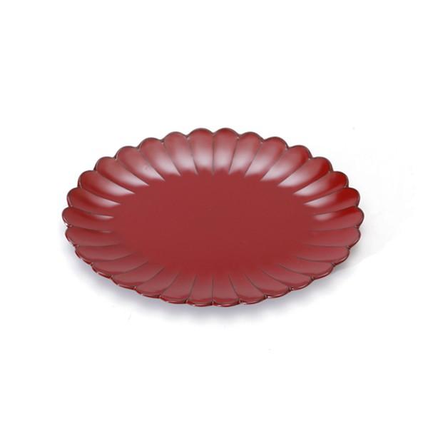 菊小判皿　古代朱　小　菊皿