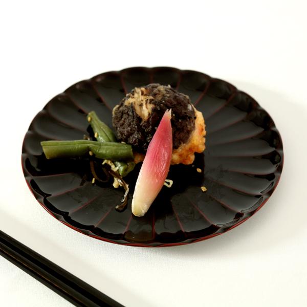 菊皿　溜（4寸）　香典返し/引き出物/ギフト/漆器/漆塗り/皿
