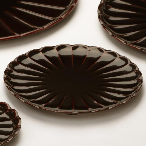 菊皿　溜（5寸）　香典返し/引き出物/ギフト/漆器/漆塗り/皿