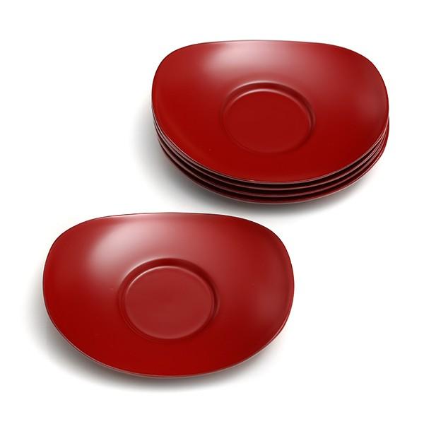 小判茶托 朱塗(5枚組)　漆器/木製/コースター