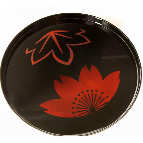 丸盆　春秋白檀　お盆/木製/漆器