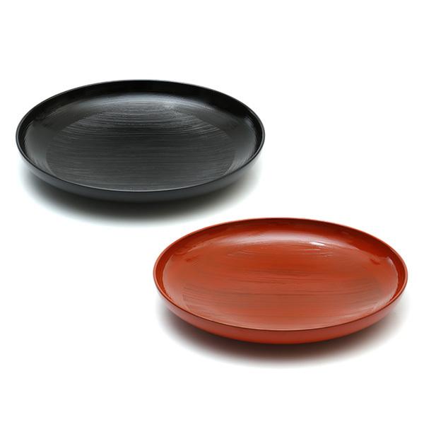 丸平鉢　刷毛目（洗朱／黒）