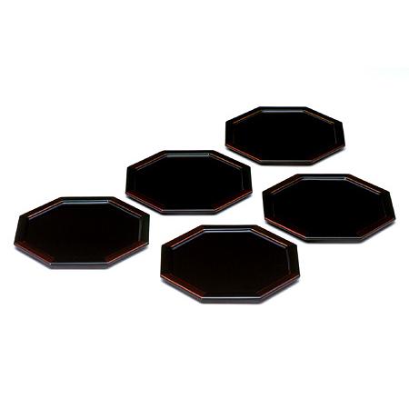 八角銘々皿 白檀 （5枚組）　菓子皿/漆塗り/漆器