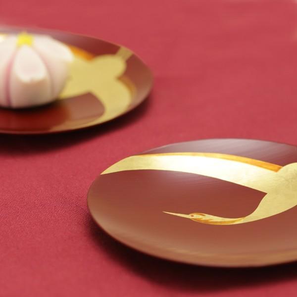 銘々皿 翔鶴（5枚組：木箱入り）　菓子皿/漆塗り/漆器