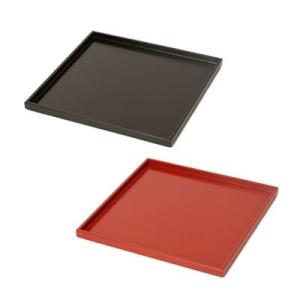 正角膳 千筋ペア　2枚組　朱/黒　お膳/トレー/漆器/正方形