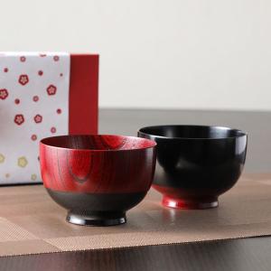 山田平安堂 夫婦椀 金帯 ペアギフト 汁椀 結婚祝い 漆塗り 木製