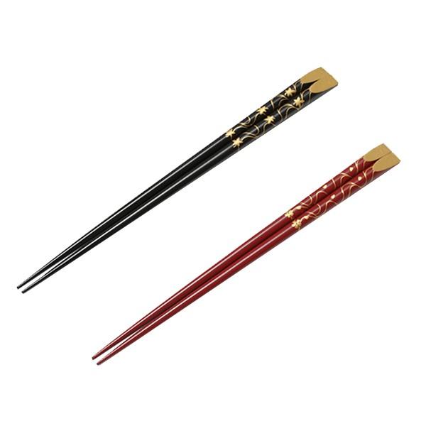 天削箸　夫婦（めおと）　春秋蒔絵　お箸/漆塗り/ペア/夫婦箸