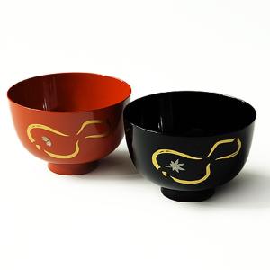 山田平安堂 睦椀 若松 吸物椀/蓋付き/漆塗り/ペア : 漆器 山田平安堂