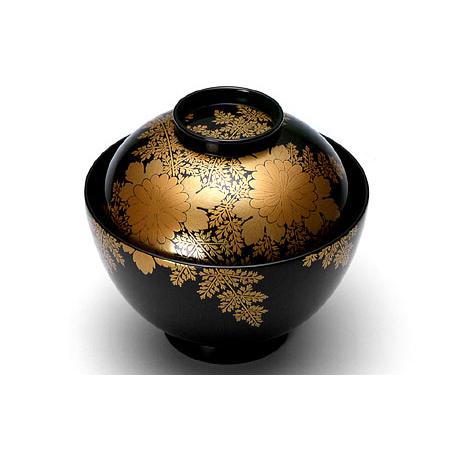 吸物椀 菊に忍 （ 輪島塗：5客組 ）