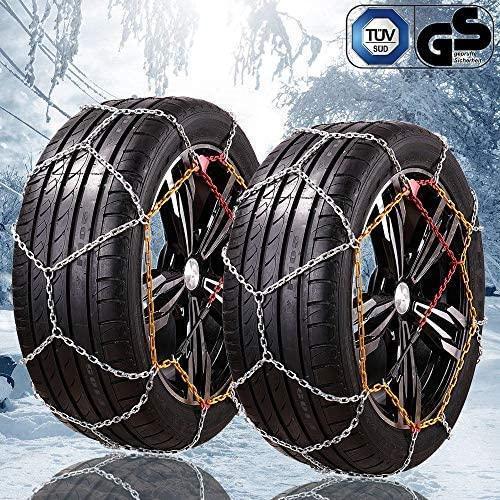 タイヤチェーン 高性能金属製 亀甲型 9mm ジャッキアップ不要 取付簡単 女性でも取付け可能 TU...