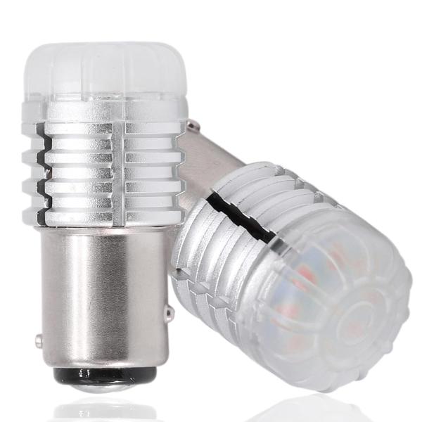 12V-24V S25 ダブル球 レッド 超高輝度LED 段違い180度 （1157 BAY15D ...