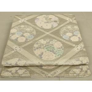 平和屋着物◎六通柄袋帯　唐織　花丸文　銀糸　正絹　逸品　AAAX6305ou