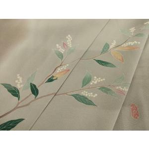 平和屋着物●本加賀友禅作家　成竹登茂男　訪問着　枝花文　浜ちりめん　暈し染め　仮絵羽　正絹　逸品　未...