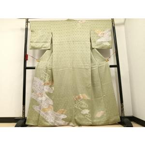 平和屋着物●創業460年・千總　訪問着　流水地紙花文　金彩　三越扱い　正絹　逸品　AABB1492p...