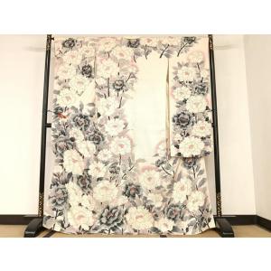 平和屋着物●名門　藤娘きぬたや・総絞り　振袖　草花文　正絹　逸品　AABB6619np