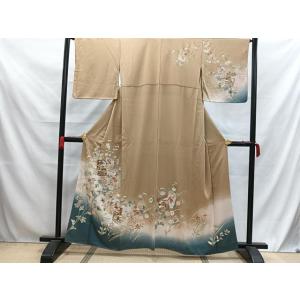 平和屋着物■訪問着　駒刺繍　草花文　暈し染め　金彩　正絹　逸品　AABB7456uw