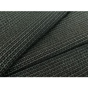 平和屋着物▽男性　紬　単衣　80亀甲　総詰め　黒地　正絹　逸品　AABE1185jh