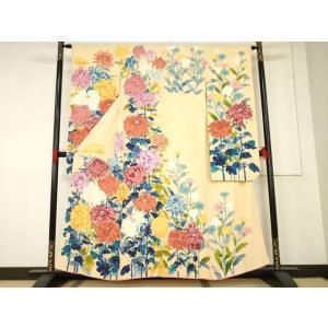 平和屋着物●本加賀友禅作家　金丸水明　振袖　草花文　正絹　逸品　AABE7788ck