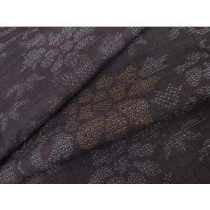 平和屋着物●結城紬　80亀甲　流水草花文　西武百貨店扱い　正絹　逸品　AABG7867cs