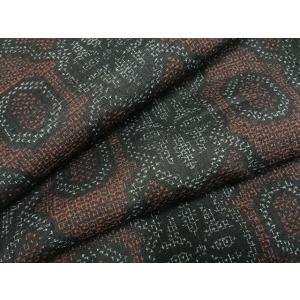 平和屋着物●結城紬　80亀甲　吉祥花文　正絹　逸品　AABH0553fy