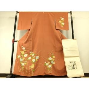 平和屋着物●銀座　志ま亀　訪問着　草花文　金彩　たとう紙付き　正絹　逸品　AABH4913fy