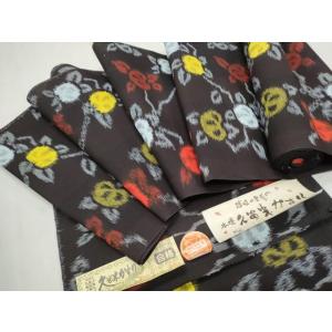 平和屋着物●久留米絣　反物　枝花文　証紙付き　着尺　綿　逸品　未使用　CAAV0463th