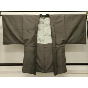 平和屋着物∞男性　羽織　紬地　80亀甲　総詰め　黒地　正絹　逸品　CAAW4968dy