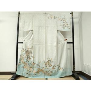 平和屋着物●訪問着　総絞り　地紙道長吉祥草花文　暈し染め　金彩　正絹　逸品　CAAW7485yc