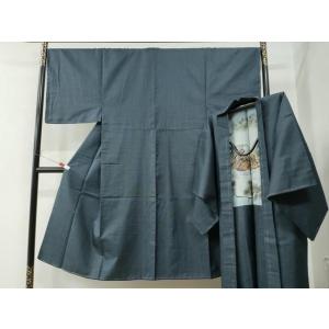 平和屋着物●男性　お召　アンサンブル　80亀甲　正絹　逸品　未使用　CAAW7497yc