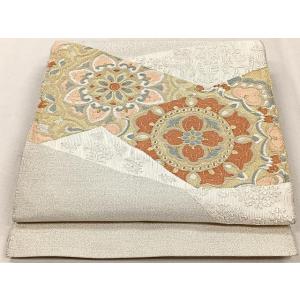 平和屋着物◎綴れ　八寸名古屋帯　唐織　切嵌正倉院花文　金銀糸　正絹　逸品　CAAX2831id