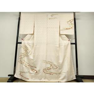 平和屋着物●銀座きしや　訪問着　駒刺繍　熨斗草花文　金彩　正絹　逸品　未使用　CAAZ2426ut