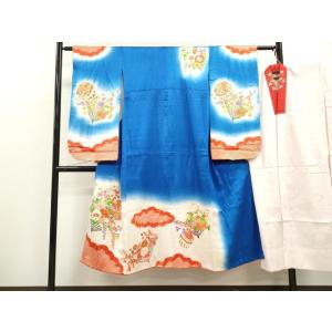 平和屋着物[]七五三　女の子　７歳　祝着　四つ身　長襦袢セット　絞り　雲取り鞠扇面花文　暈し染め　金...