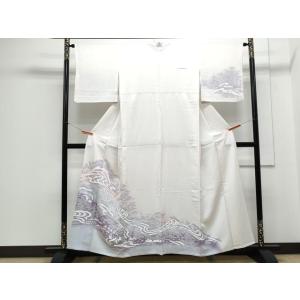 平和屋着物▼訪問着　単衣　遠山風景シルエット　暈し染め　正絹　逸品　CAAZ8952th