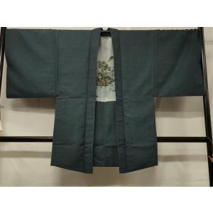 平和屋着物＃男性　長羽織　お召地　80亀甲　総詰め　正絹　逸品　CABD7994in