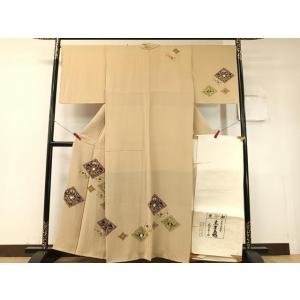 平和屋着物●極上　銀座　志ま亀　訪問着　桐唐草文　金彩　鬼しぼ縮緬　たとう紙付き　正絹　逸品　CAB...