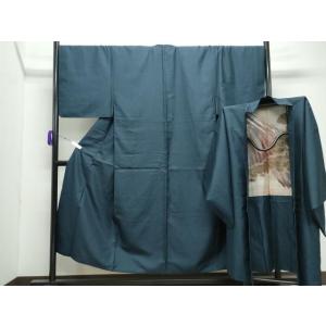 平和屋着物●男性　紬　アンサンブル　80亀甲　総詰め　正絹　逸品　CABE2035yc