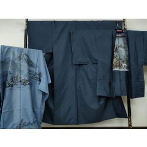 平和屋着物●男性　本場大島紬　アンサンブル　長襦袢セット　80亀甲　総詰め　正絹　逸品　CABE68...